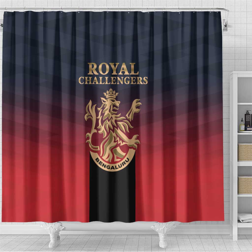 Bengaluru 2025 Cricket Royal Challengers Shower Curtain Lions Play Bold LT01