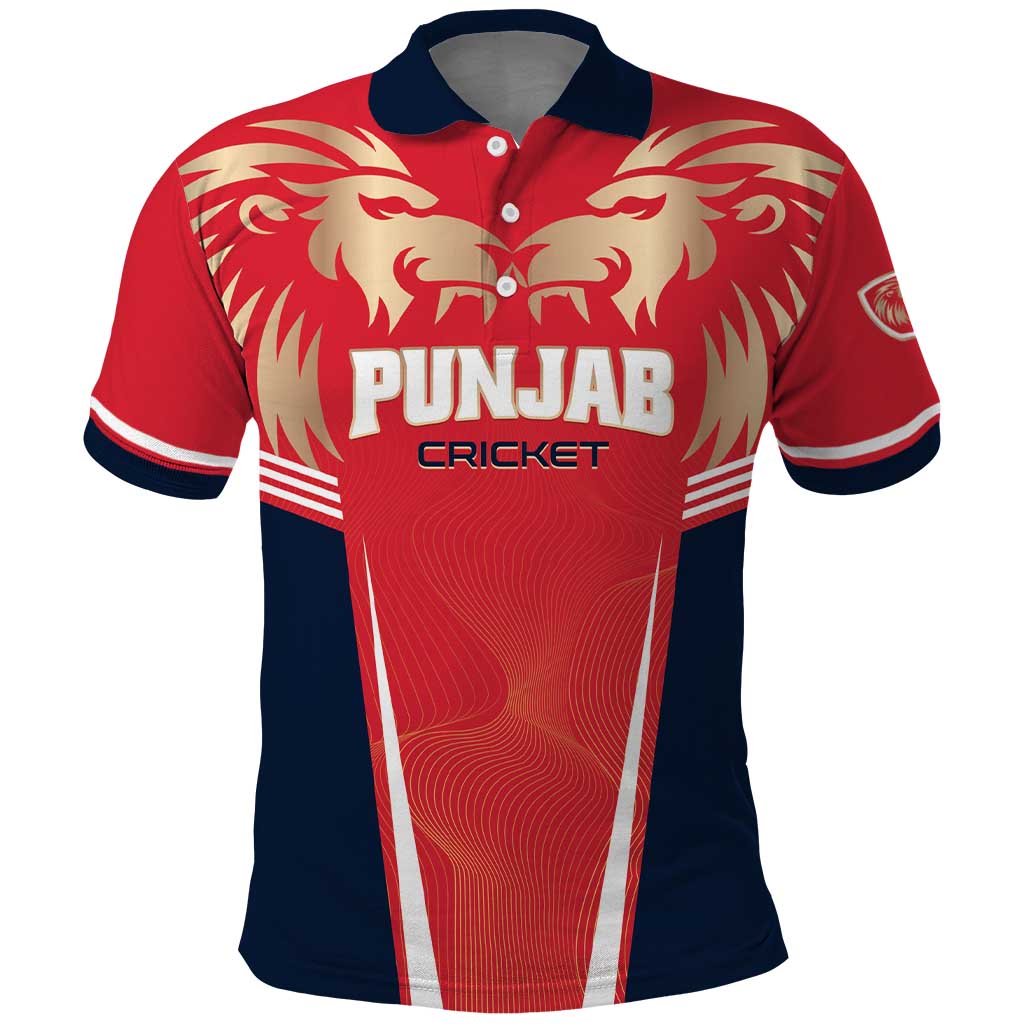 Custom Punjab 2025 Cricket Lion Kings Polo Shirt Jazba Hai Punjabi LT01