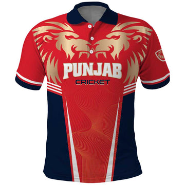 Custom Punjab 2025 Cricket Lion Kings Polo Shirt Jazba Hai Punjabi LT01