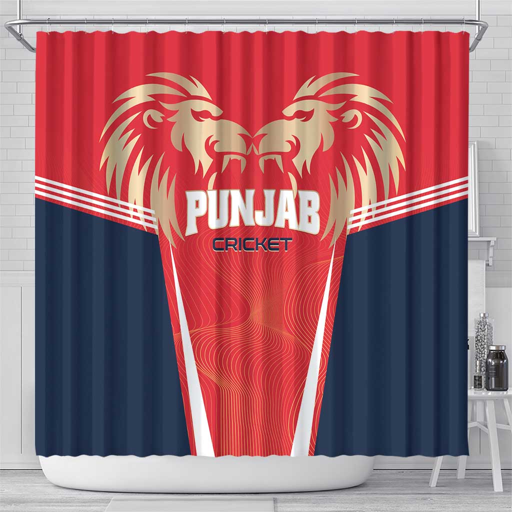 Punjab 2025 Cricket Lion Kings Shower Curtain Jazba Hai Punjabi LT01