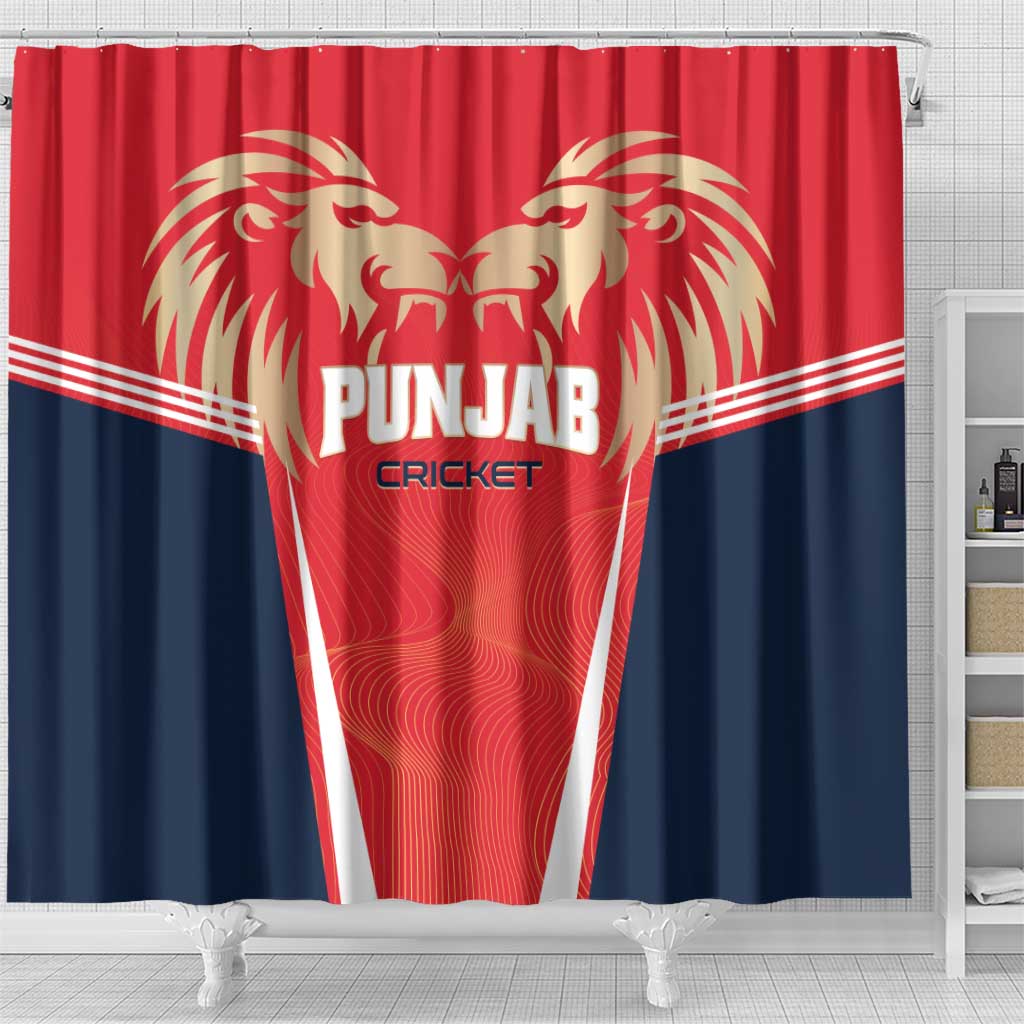 Punjab 2025 Cricket Lion Kings Shower Curtain Jazba Hai Punjabi LT01
