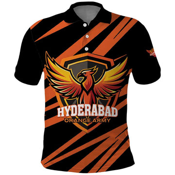 Custom Hyderabad 2025 Cricket Sunrisers Polo Shirt Orange Army Play With Fire LT01