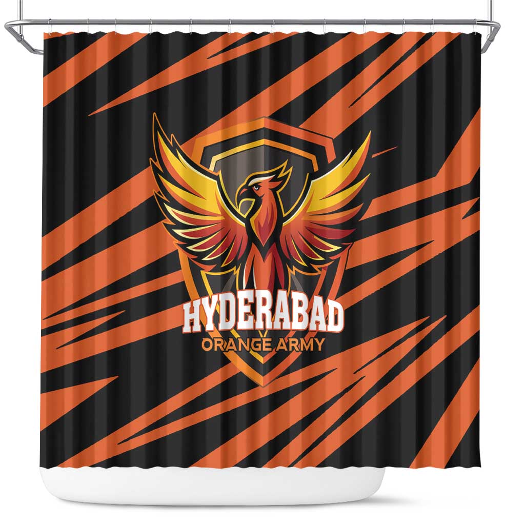 Hyderabad 2025 Cricket Sunrisers Shower Curtain Orange Army Play With Fire LT01