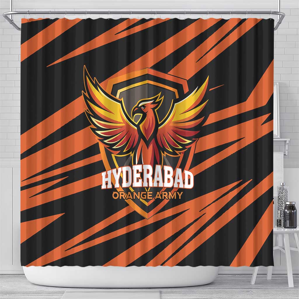 Hyderabad 2025 Cricket Sunrisers Shower Curtain Orange Army Play With Fire LT01