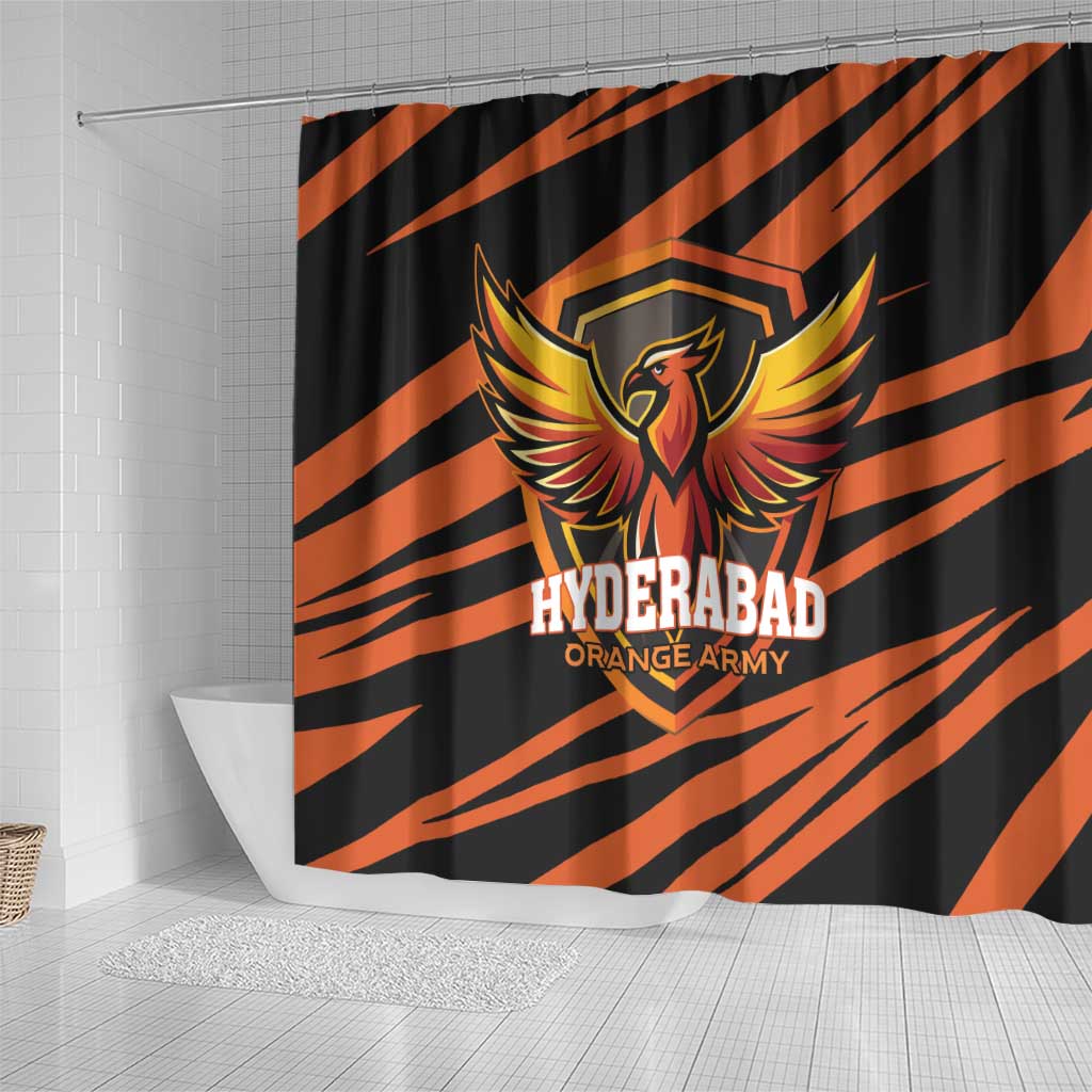 Hyderabad 2025 Cricket Sunrisers Shower Curtain Orange Army Play With Fire LT01