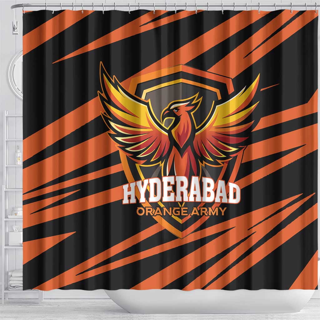 Hyderabad 2025 Cricket Sunrisers Shower Curtain Orange Army Play With Fire LT01