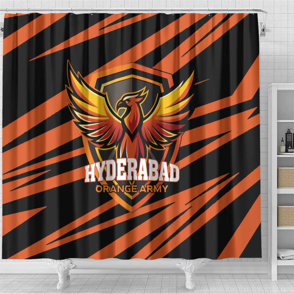 Hyderabad 2025 Cricket Sunrisers Shower Curtain Orange Army Play With Fire LT01