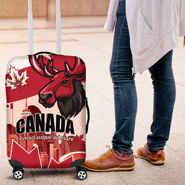 Canada Day 1867 Luggage Cover Moose With Maple Leaves LT01