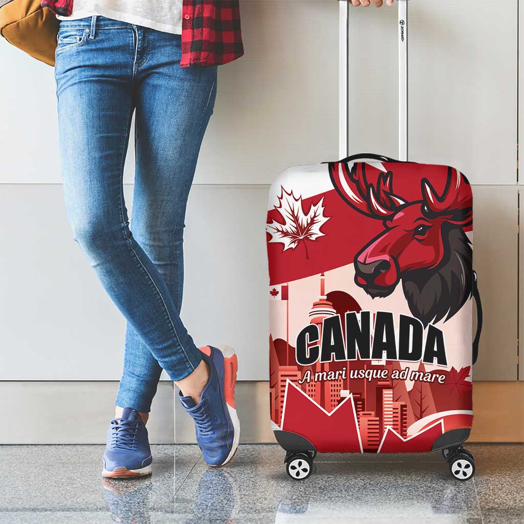 Canada Day 1867 Luggage Cover Moose With Maple Leaves LT01