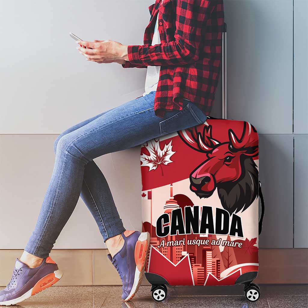 Canada Day 1867 Luggage Cover Moose With Maple Leaves LT01