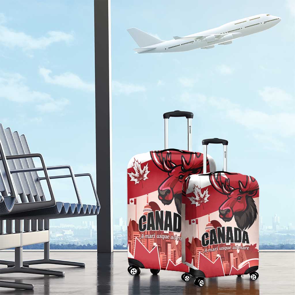 Canada Day 1867 Luggage Cover Moose With Maple Leaves LT01