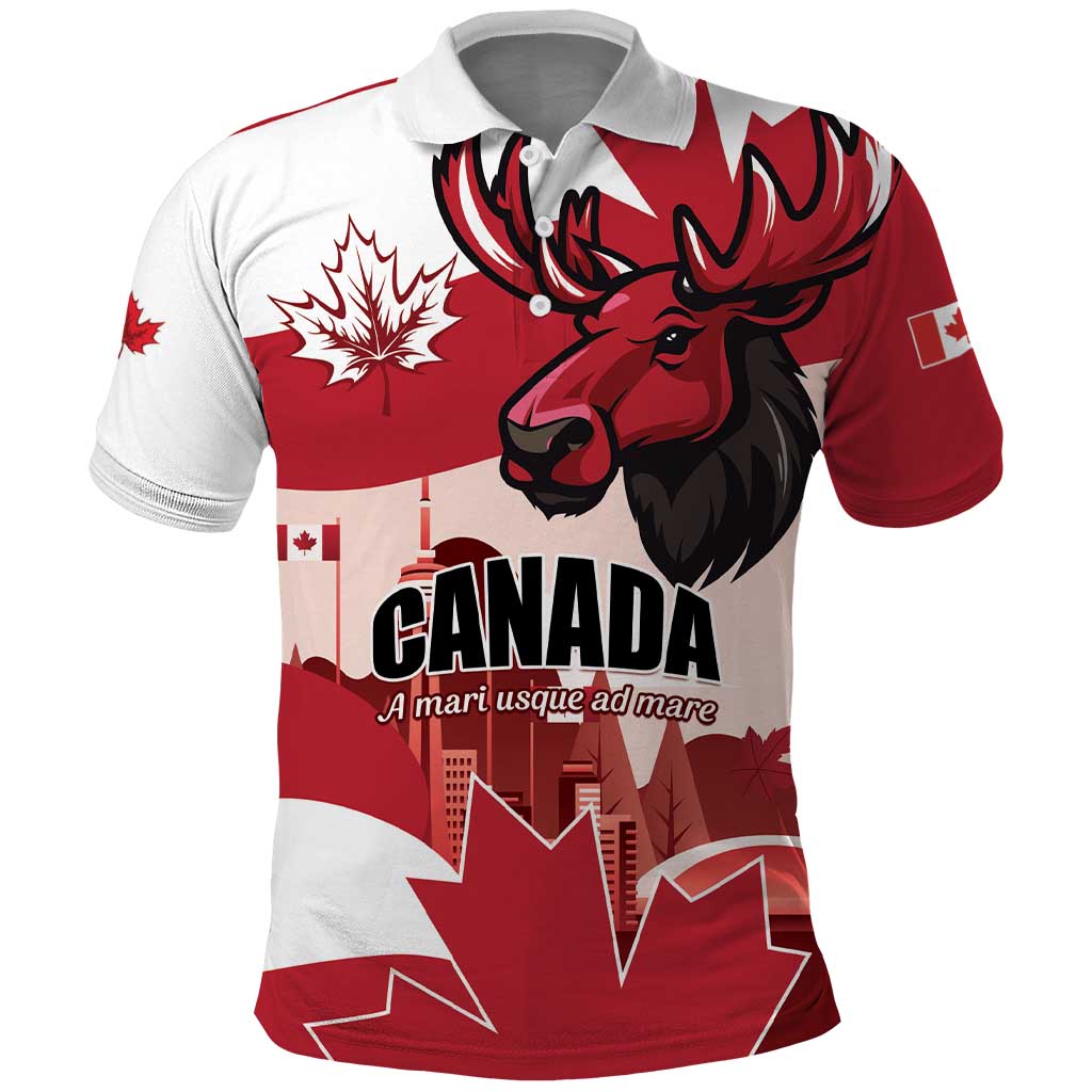 Personalised Canada Day 1867 Polo Shirt Moose With Maple Leaves LT01