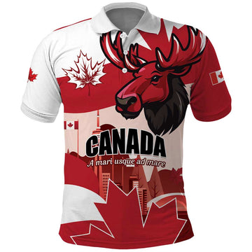 Personalised Canada Day 1867 Polo Shirt Moose With Maple Leaves LT01