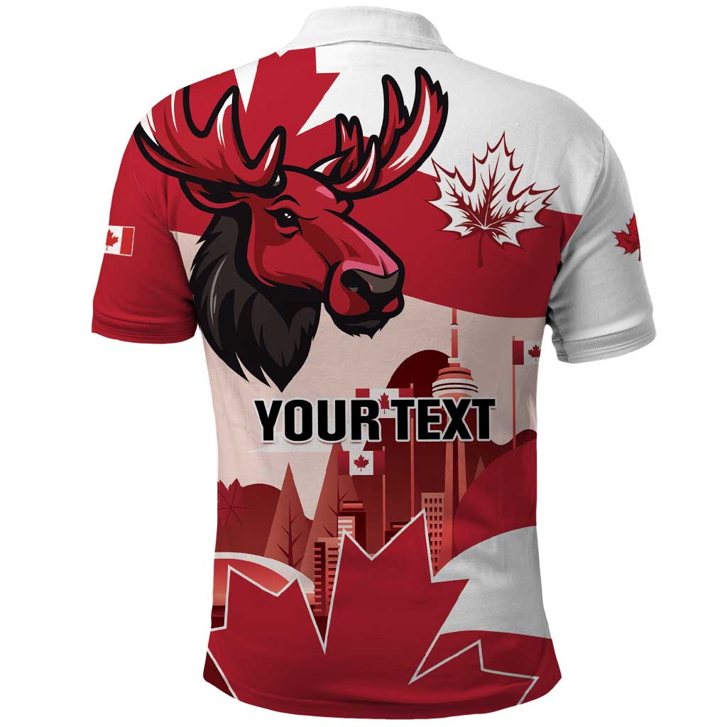 Personalised Canada Day 1867 Polo Shirt Moose With Maple Leaves LT01