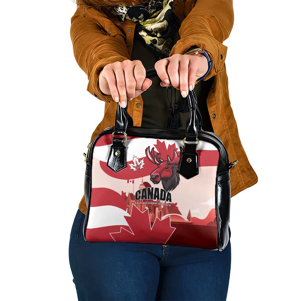 Canada Day 1867 Shoulder Handbag Moose With Maple Leaves LT01