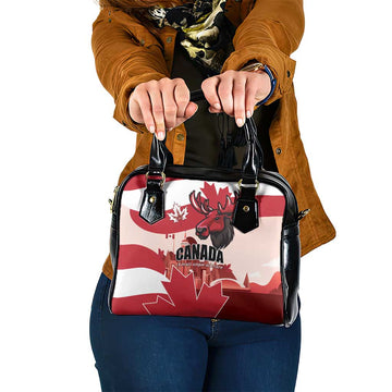 Canada Day 1867 Shoulder Handbag Moose With Maple Leaves LT01