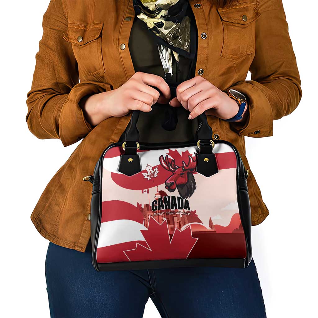 Canada Day 1867 Shoulder Handbag Moose With Maple Leaves LT01