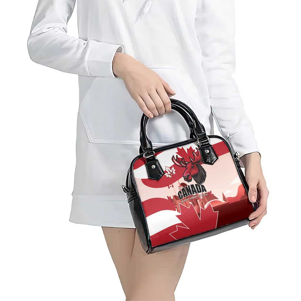 Canada Day 1867 Shoulder Handbag Moose With Maple Leaves LT01