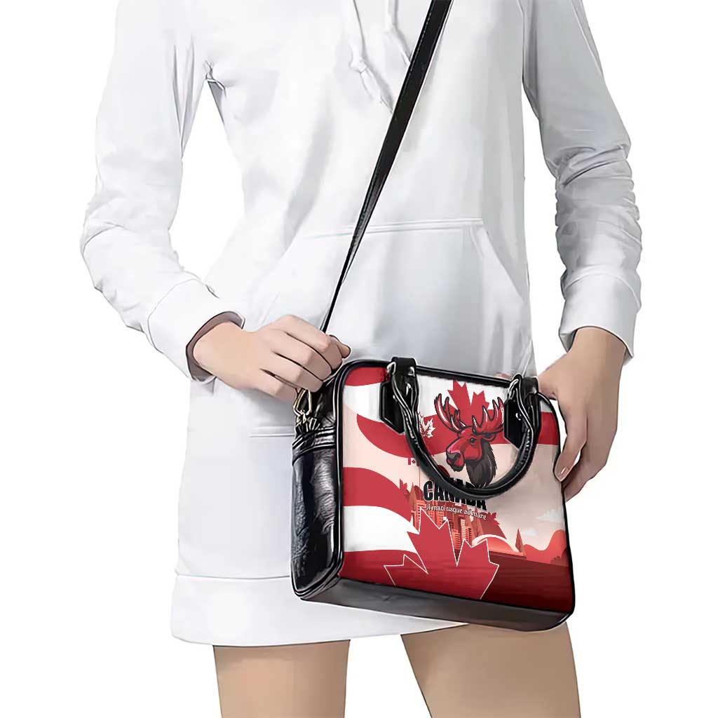 Canada Day 1867 Shoulder Handbag Moose With Maple Leaves LT01