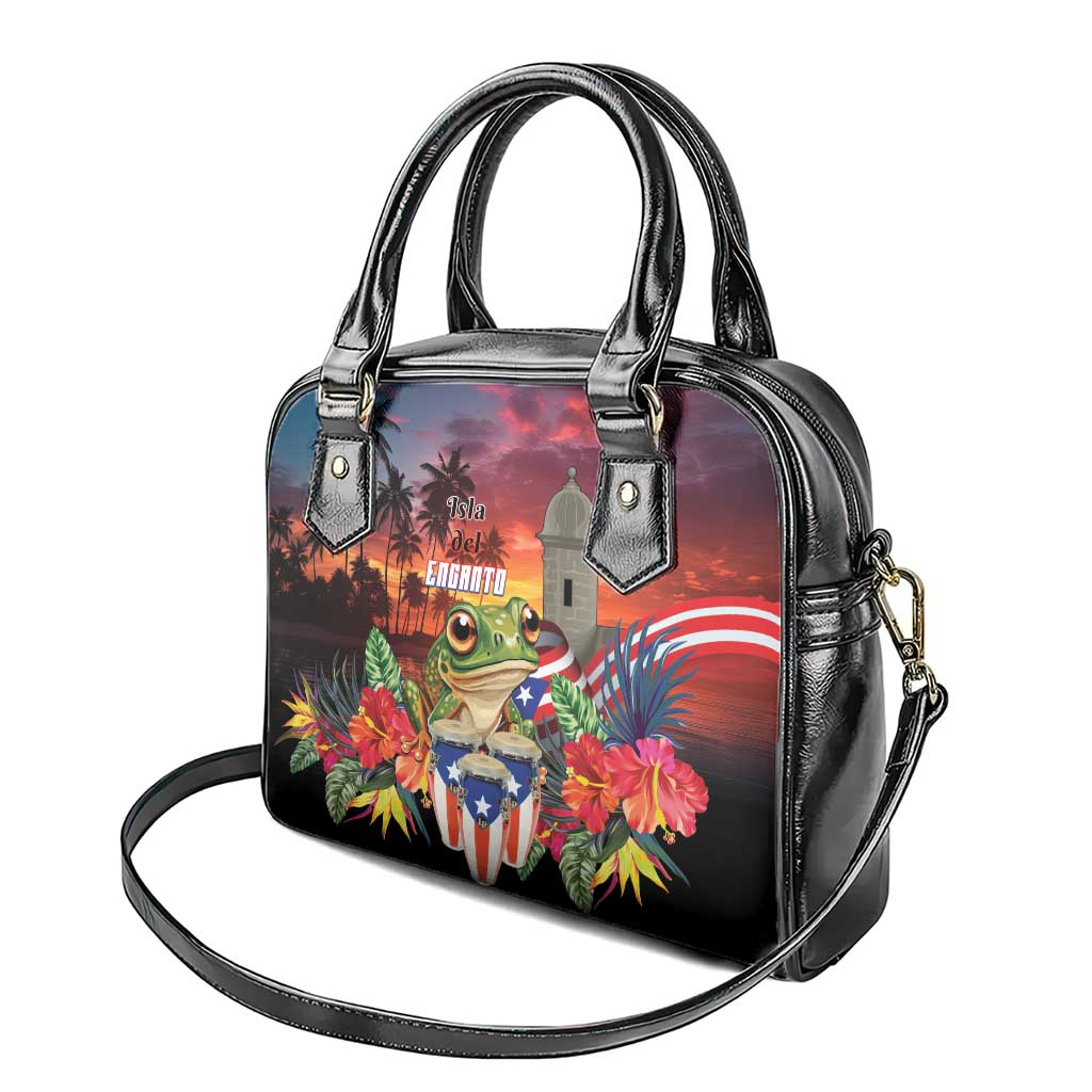 Puerto Rico Coqui Frog Sunset Shoulder Handbag Isla Del Encanto Tropical Vibe LT01