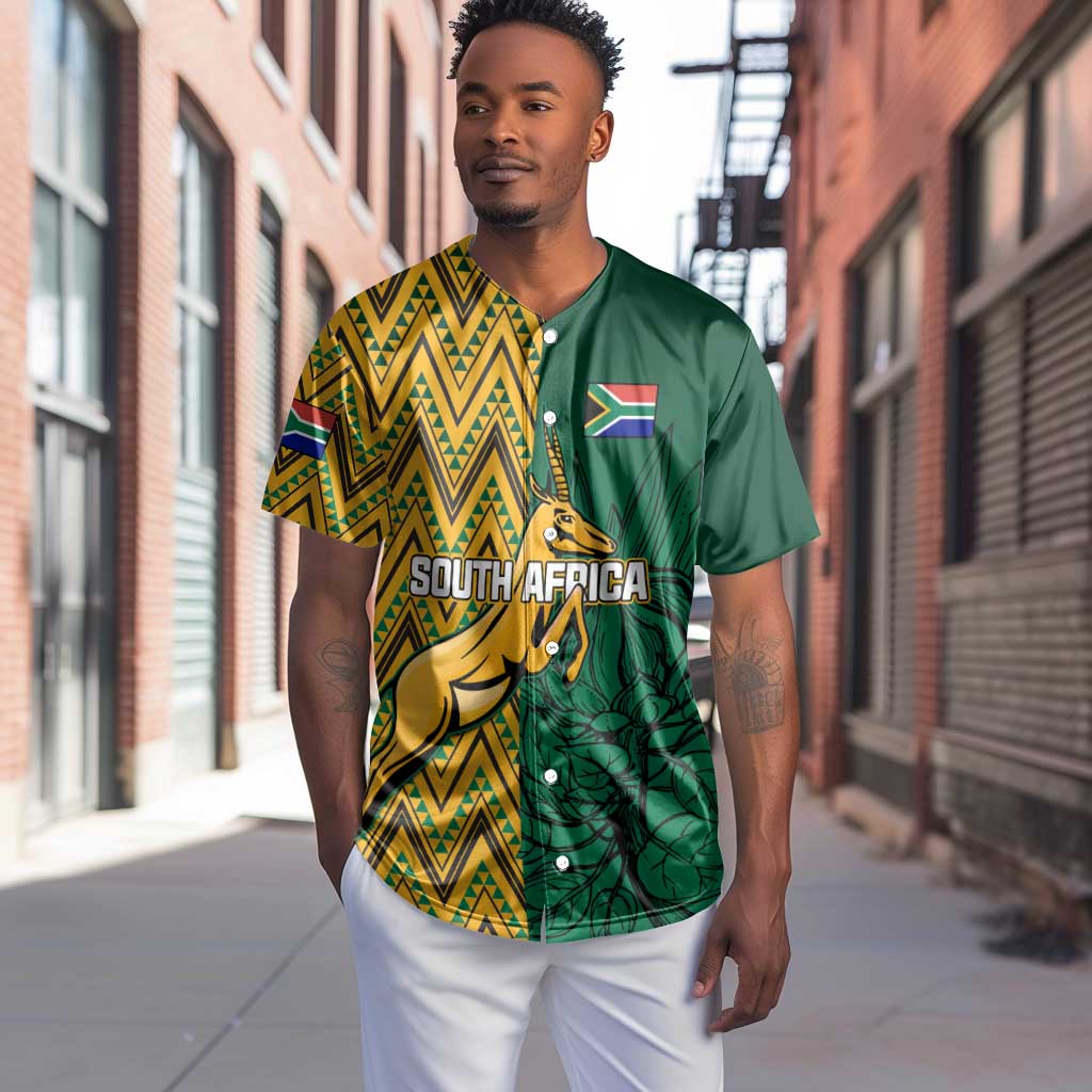 Personalized South Africa Baseball Jersey with Springbok and Proteas African Pattern LT01