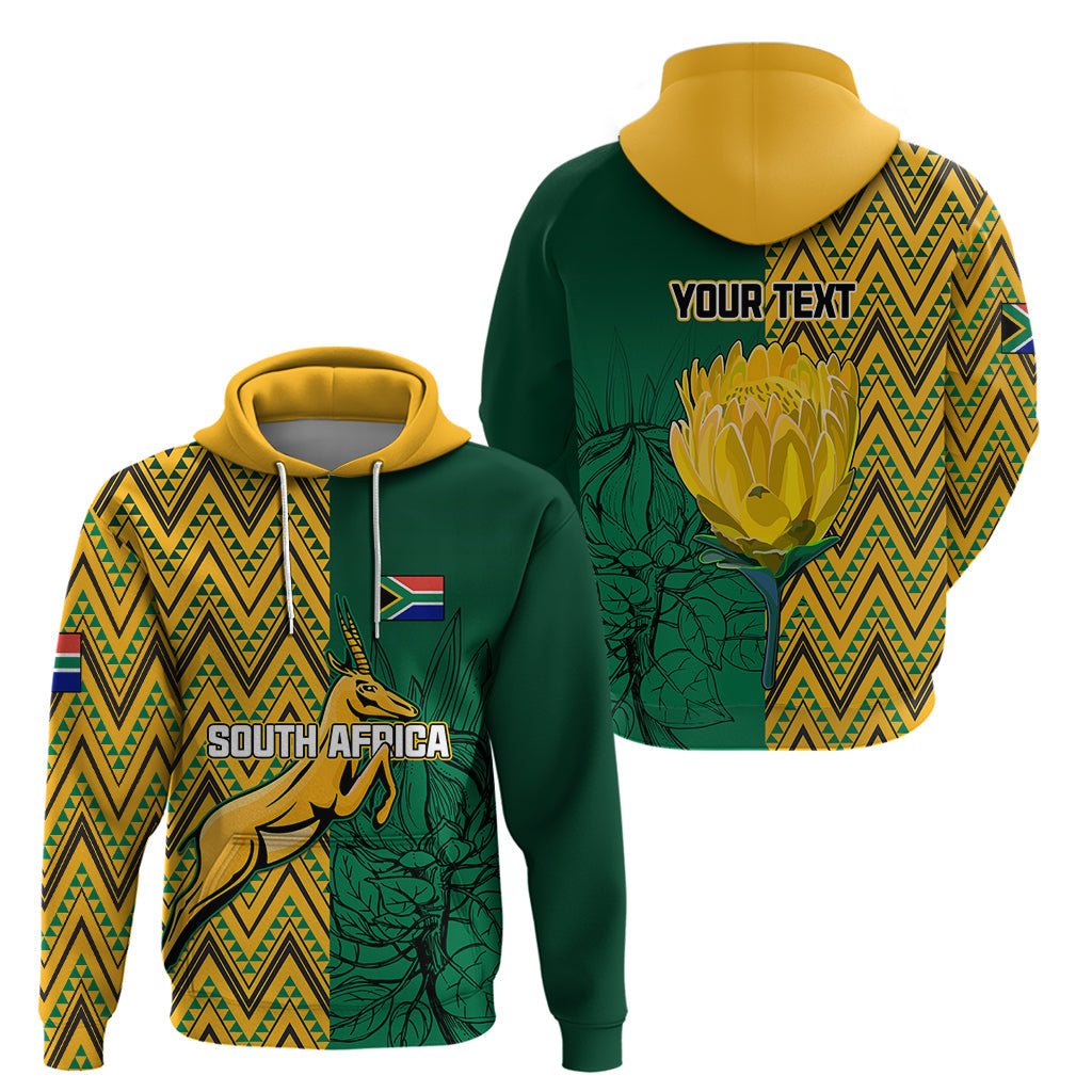 Personalised South Africa Hoodie Springbok and Proteas African Pattern LT01
