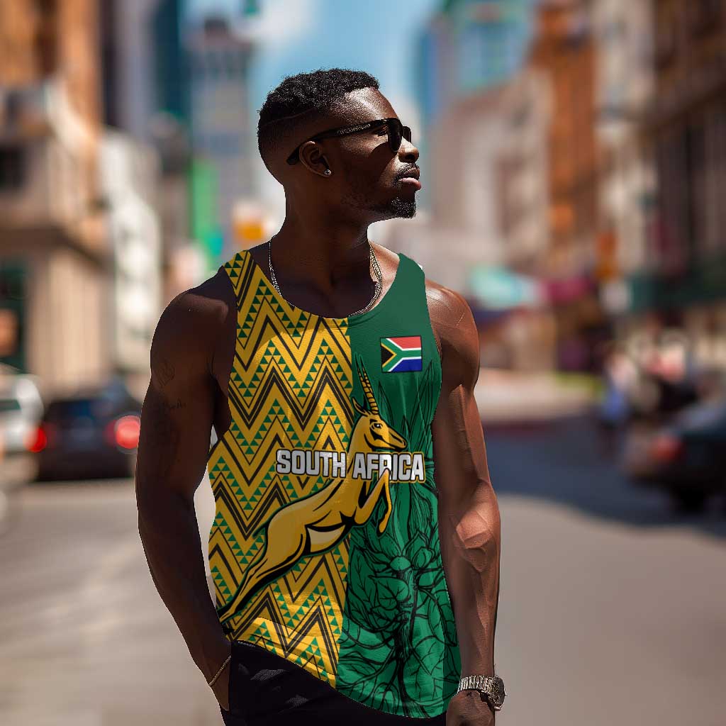 Personalized South Africa Men Tank Top with Springbok and Proteas African Pattern LT01