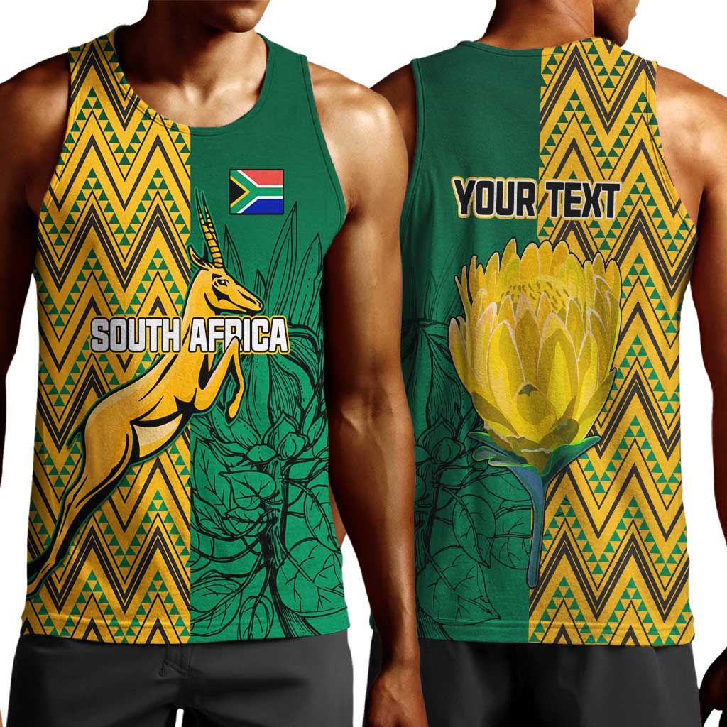 Personalized South Africa Men Tank Top with Springbok and Proteas African Pattern LT01