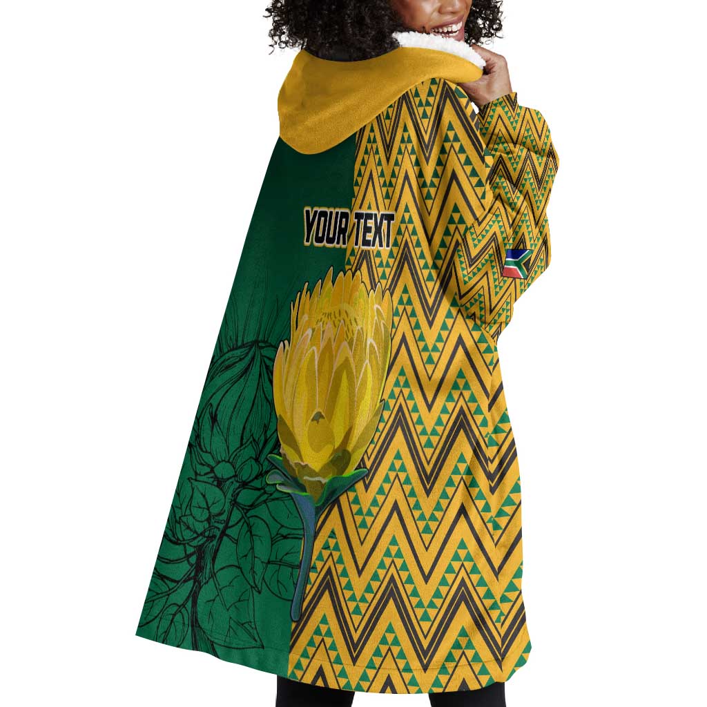 Personalized South Africa Wearable Blanket Hoodie with Springbok and Proteas African Pattern LT01