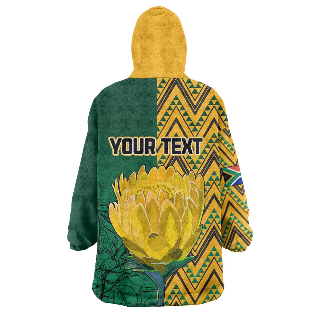 Personalized South Africa Wearable Blanket Hoodie with Springbok and Proteas African Pattern LT01