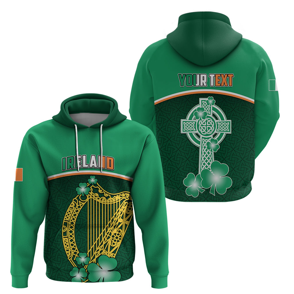 Personalised Ireland Hoodie Irish Shamrock Harp Mix Celtic Pattern LT01
