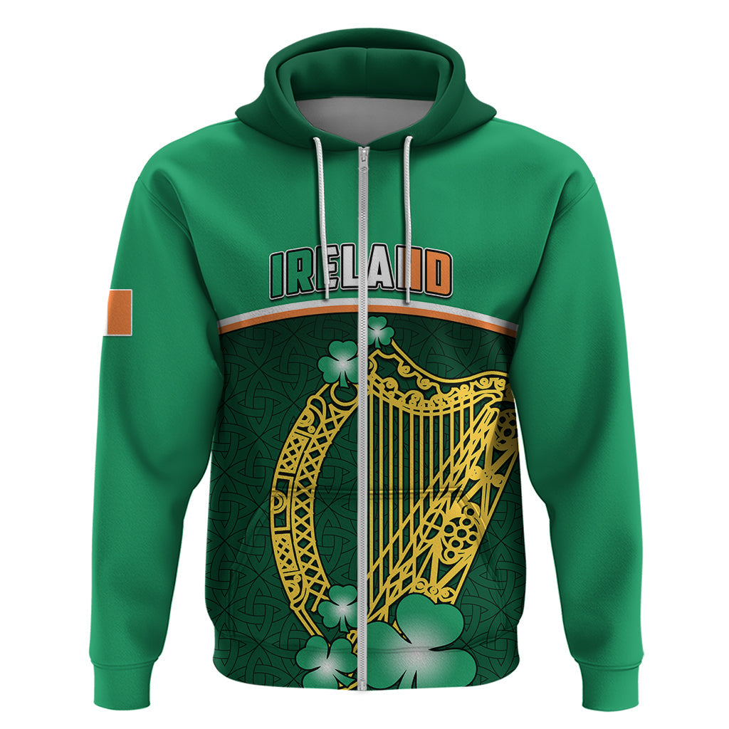 Personalised Ireland Hoodie Irish Shamrock Harp Mix Celtic Pattern LT01