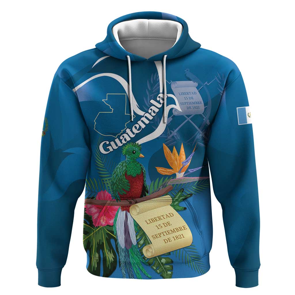 Guatemala Independence Day Hoodie Quetzal Tropical Flower LT01