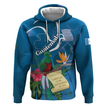 Guatemala Independence Day Hoodie Quetzal Tropical Flower LT01
