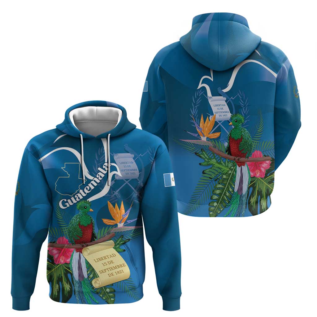 Guatemala Independence Day Hoodie Quetzal Tropical Flower LT01