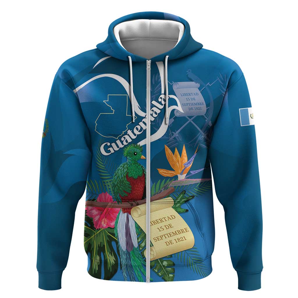 Guatemala Independence Day Hoodie Quetzal Tropical Flower LT01