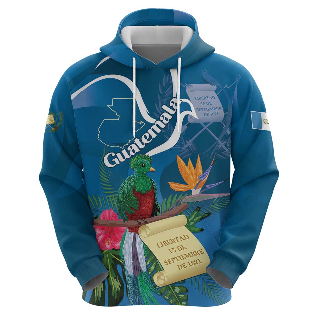 Guatemala Independence Day Hoodie Quetzal Tropical Flower LT01