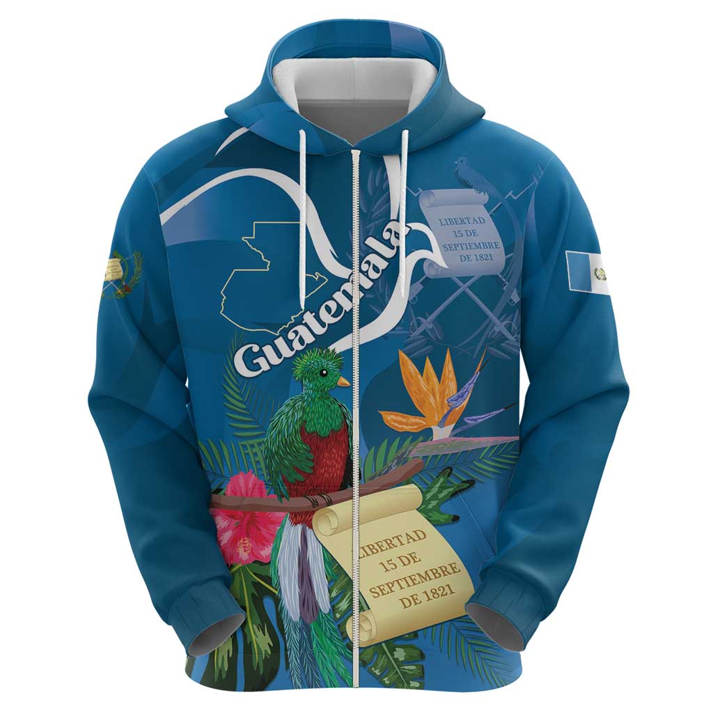 Guatemala Independence Day Hoodie Quetzal Tropical Flower LT01