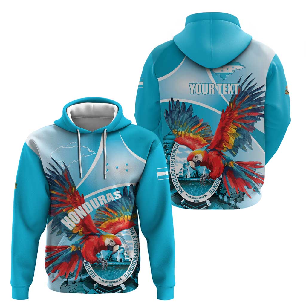 Honduras Independence Day Hoodie Scarlet Macaw Sky Blue LT01