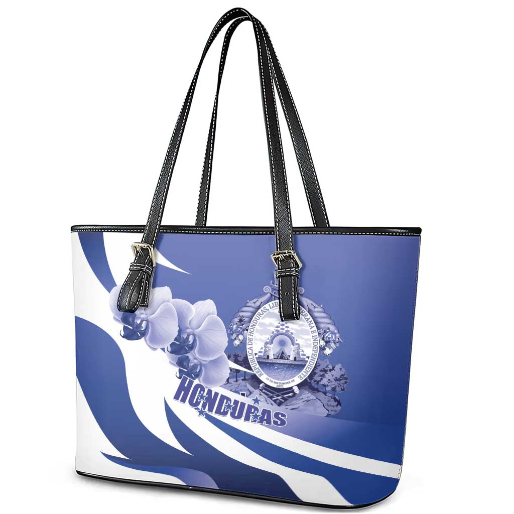 Honduras Leather Tote Bag Coat of Arms Orchid Navy Blue LT01