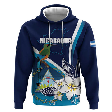 Nicaragua Independence Day Hoodie Motmot Plumeria Floral LT01