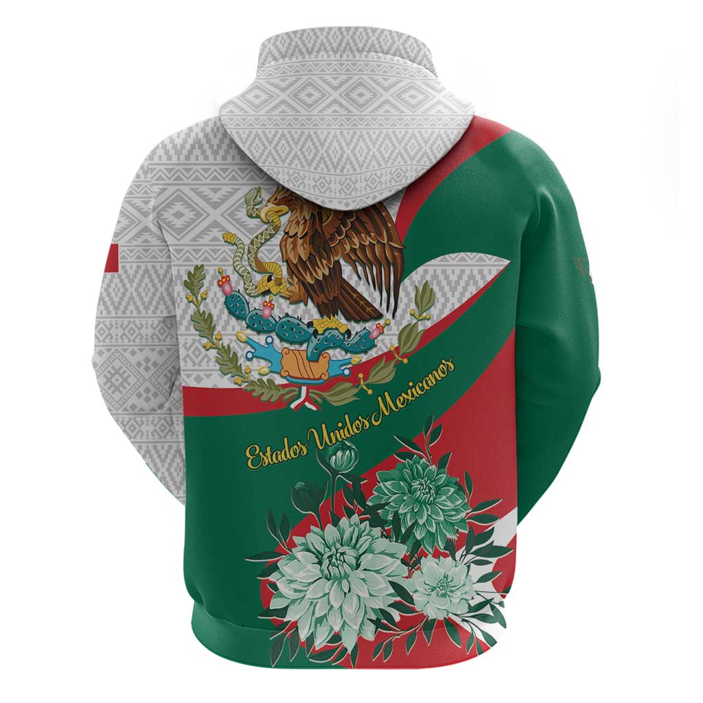 Mexico Independence Day Hoodie Dahlia Flower Aztec Pattern LT01