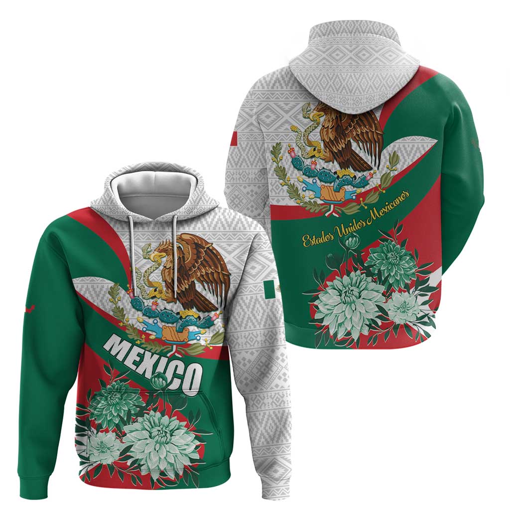 Mexico Independence Day Hoodie Dahlia Flower Aztec Pattern LT01