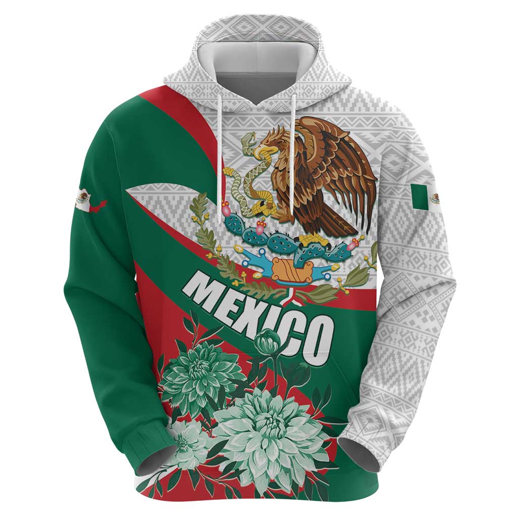 Mexico Independence Day Hoodie Dahlia Flower Aztec Pattern LT01