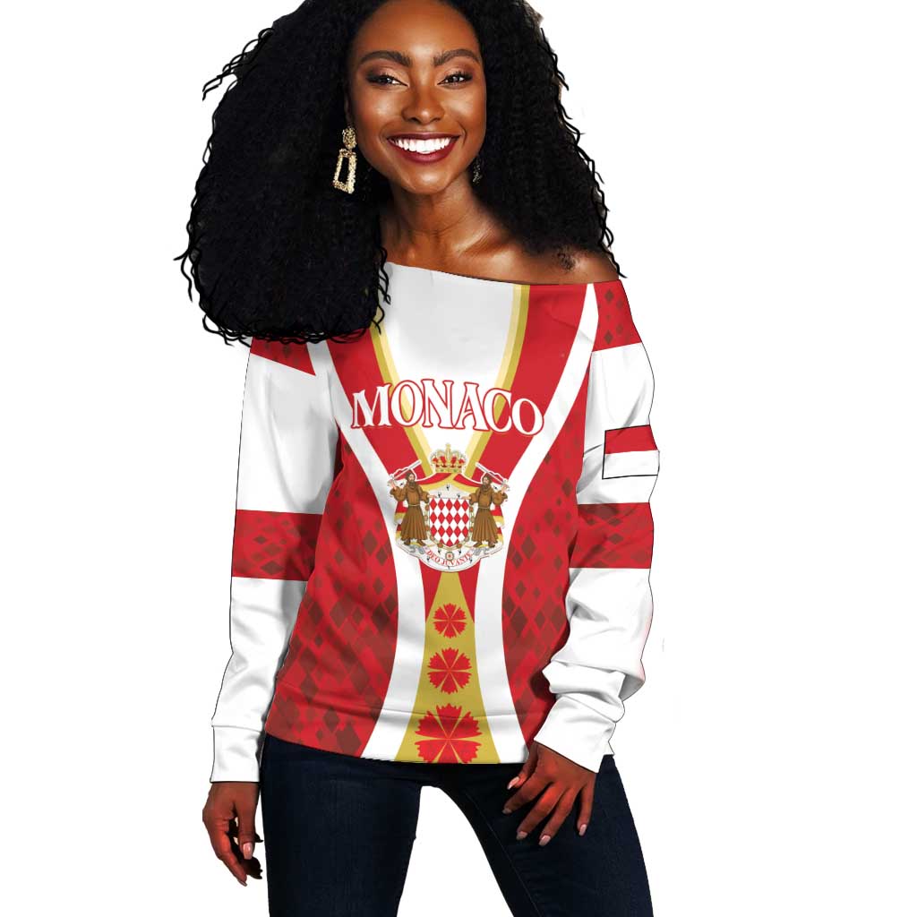 Personalized Monaco Off Shoulder Sweater Deo Juvante Sporty Style LT01