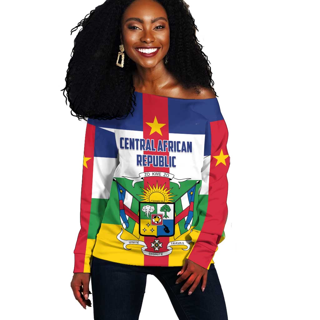 Personalized Central African Republic Off Shoulder Sweater African Zo Kwe Zo LT01