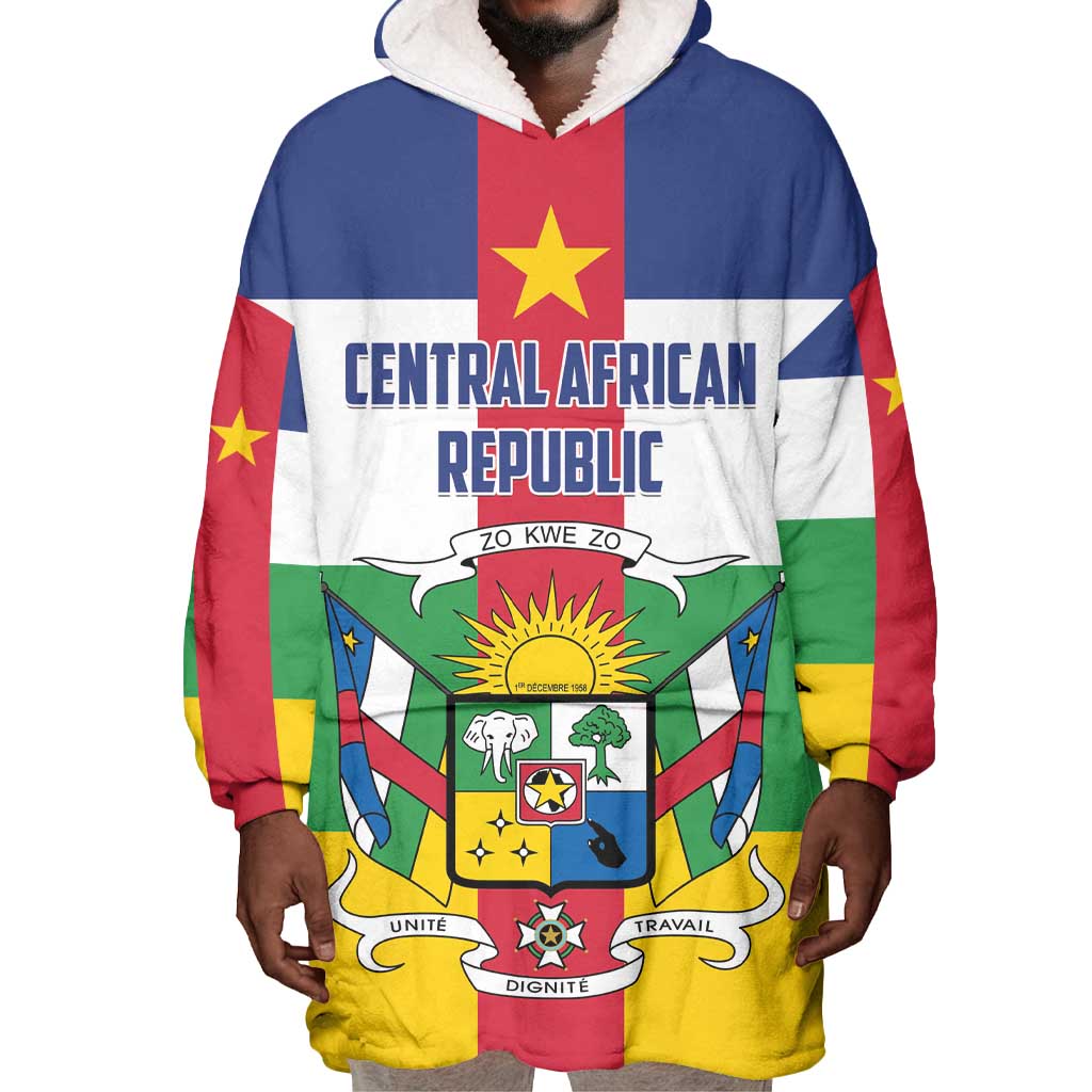 Personalized Central African Republic Wearable Blanket Hoodie African Zo Kwe Zo LT01