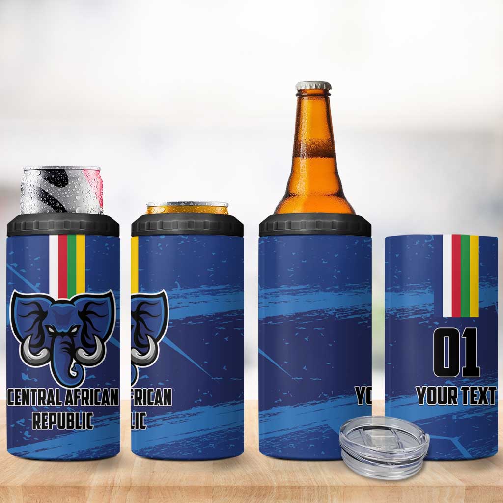 Custom Central African Republic Football 4 in 1 Can Cooler Tumbler African Come On Les Fauves LT01