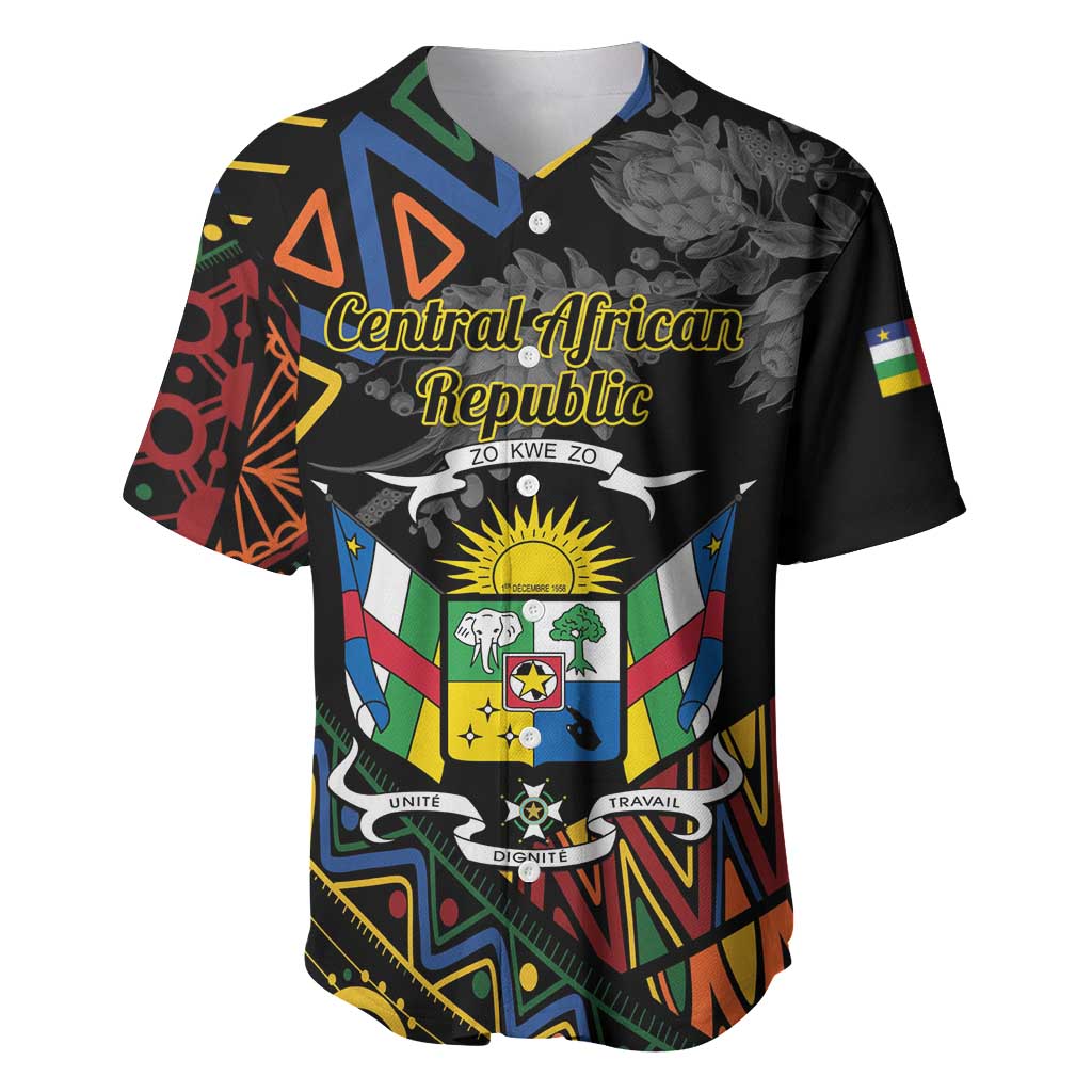 Personalized Central African Republic Baseball Jersey Protea - African Pattern LT01