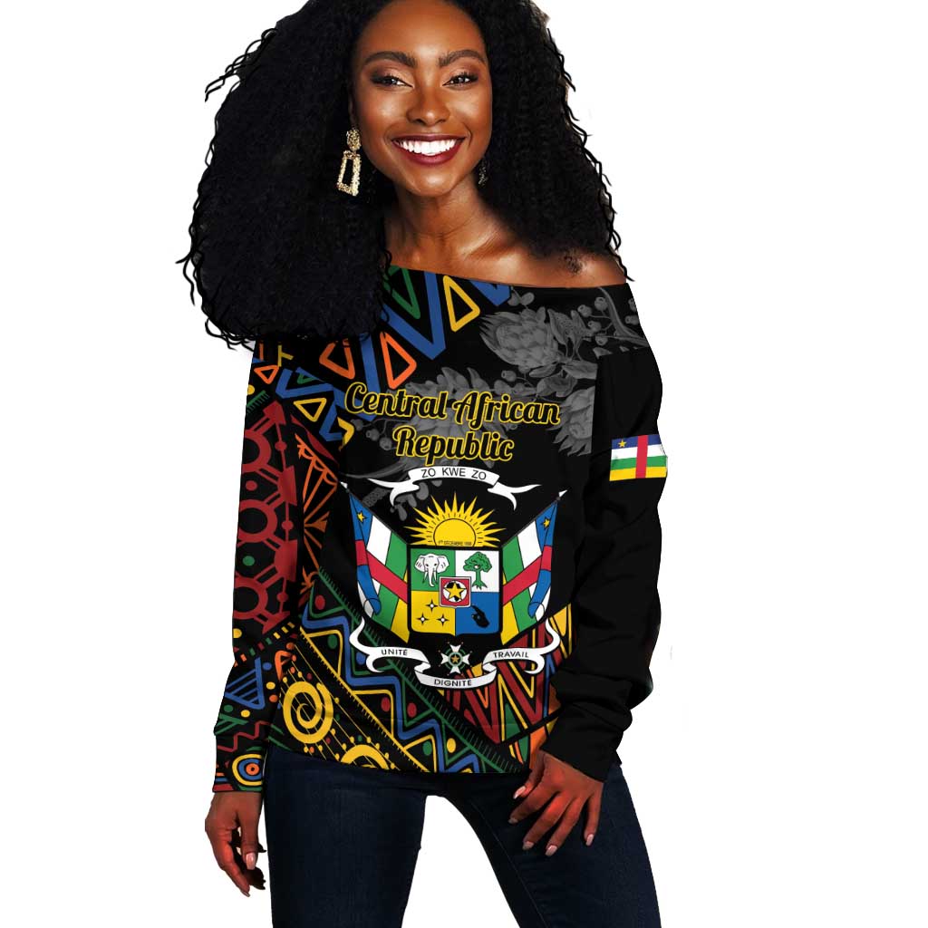 Personalized Central African Republic Off Shoulder Sweater Protea - African Pattern LT01